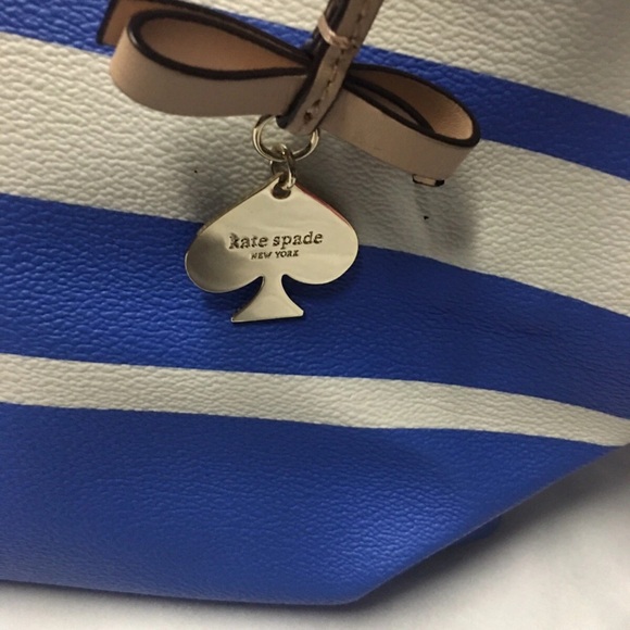 Kate Spade Blue and White Striped Tote Bag * Small Pen Marks - Picture 15 of 16